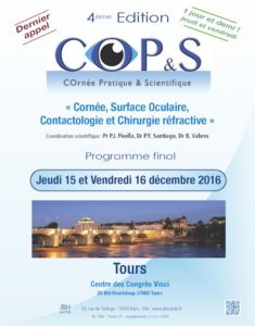 Affiche COPS (COrnée Pratique & Scientique) à Tours en décembre 2016